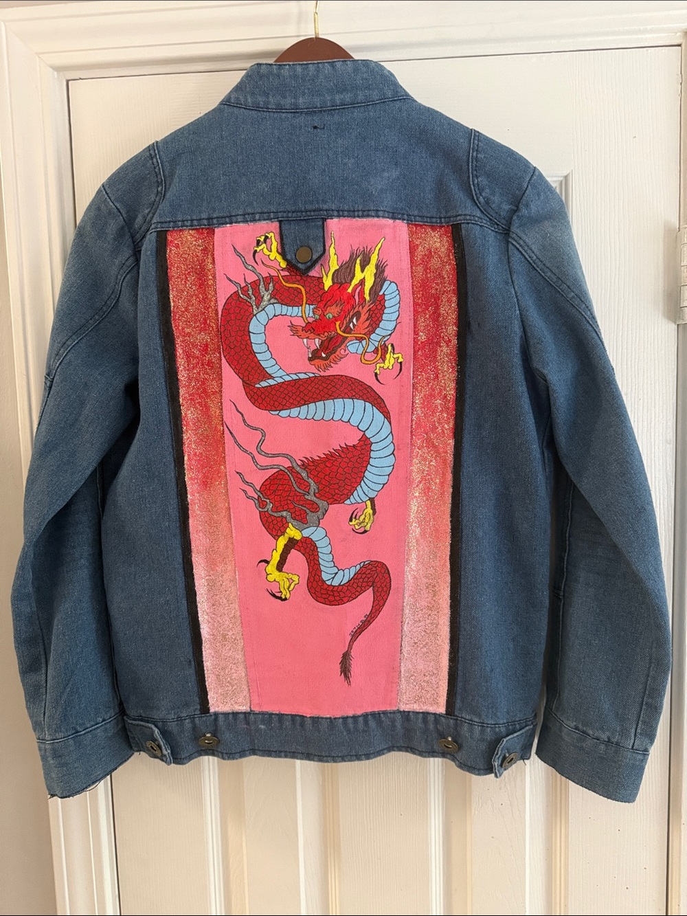 Vintage TROA CHO Men's Denim Jacket - Light Blue Casual Zip Front